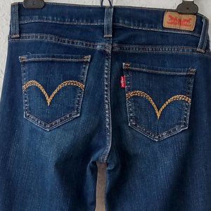 Women's LEVI'S 524 Too superlow Size 3 Short Dark Blue Jeans Bootcut style guc